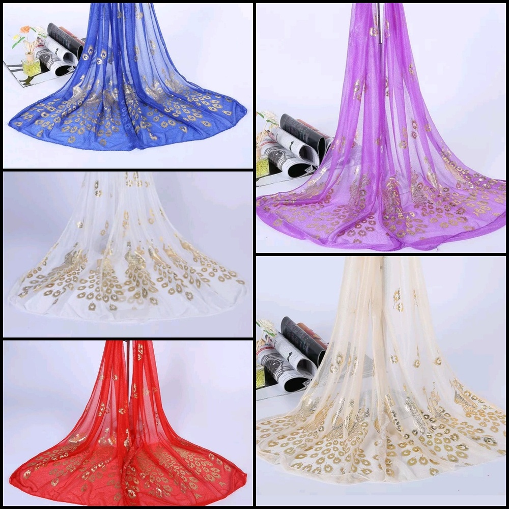 Golden peacock scarf/shawl/wrap various colors